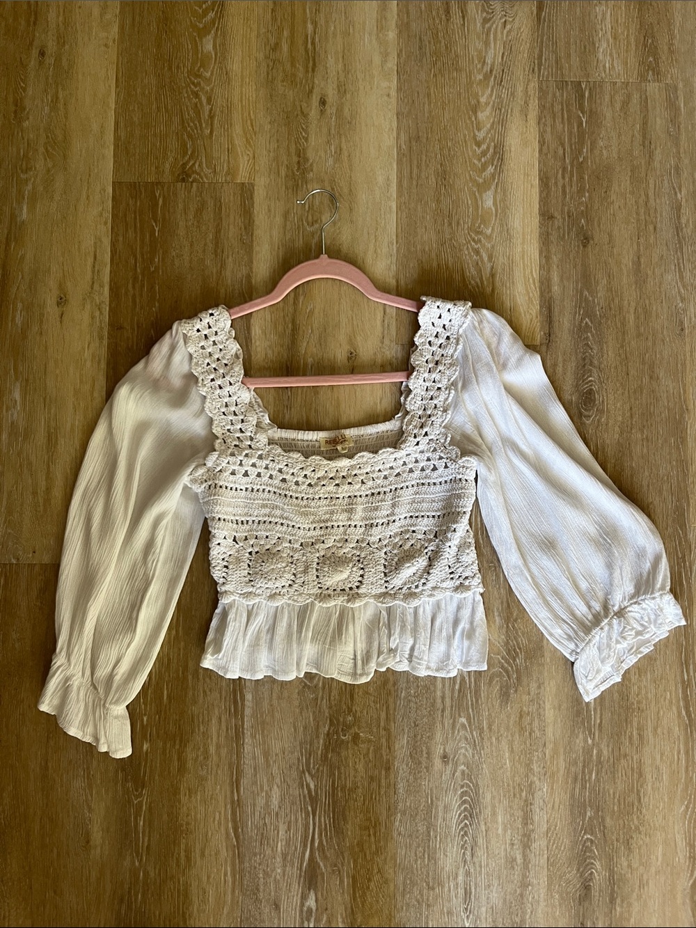 Rebellion Again White Crochet Peasant Blouse